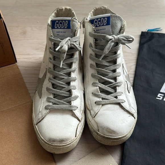 Golden Goose Francy high tops distressed white and silver size 37 worn once - Picture 2 of 4